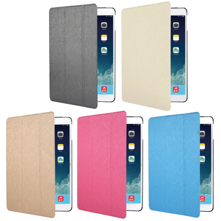 3-folding Lines Oracle Texture Leather Case with Sleep / Wake-up Function & Holder for iPad Air (Golden)