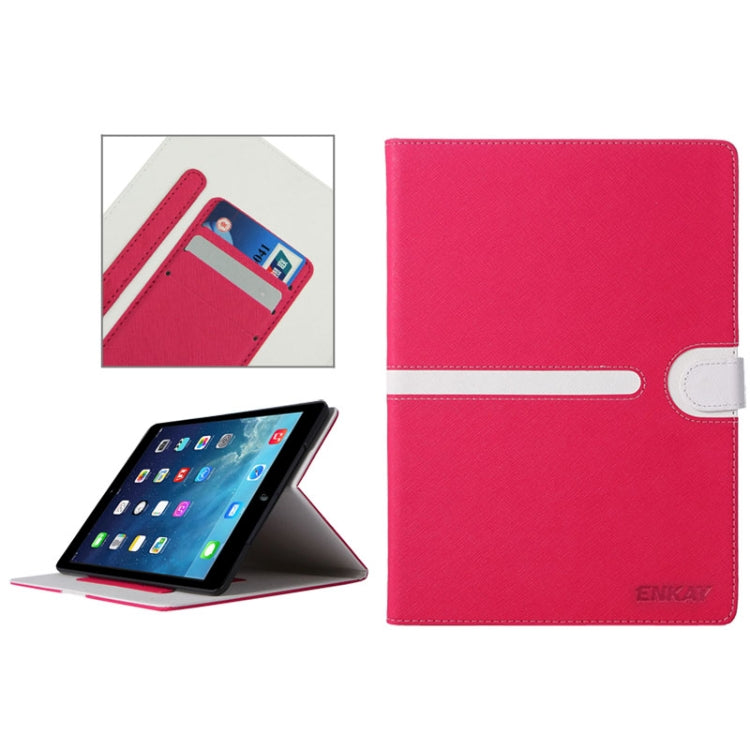 ENKAY Cross Texture Protective PU Leather Case with Sleep / Wake-up Function & Credit Card Slots for iPad Air, ENK-3174