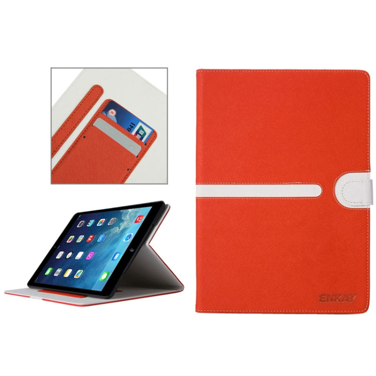 ENKAY Cross Texture Protective PU Leather Case with Sleep / Wake-up Function & Credit Card Slots for iPad Air, ENK-3174
