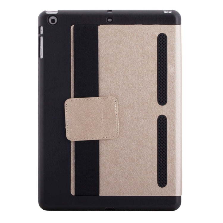 Silk Texture Horizontal Flip Solid Color Leather Case with Multi-functional Two-Folding Holder & Hand Strap for iPad Air / iPad 5