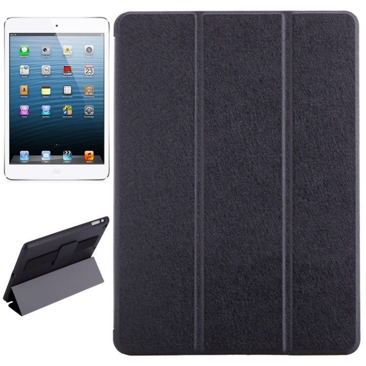 Silk Texture Horizontal Flip Solid Color Leather Case with Multi-functional Three-Folding Holder & Hand Strap for iPad Air / iPad 5