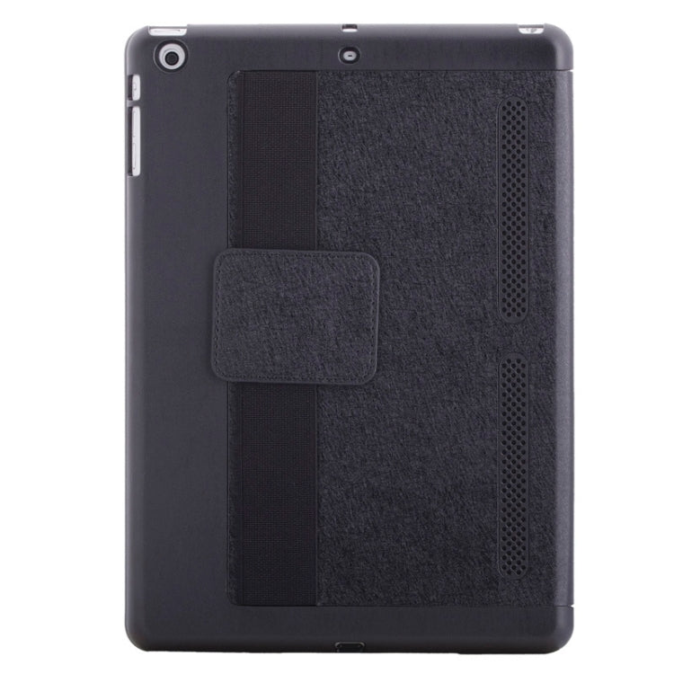 Silk Texture Horizontal Flip Solid Color Leather Case with Multi-functional Three-Folding Holder & Hand Strap for iPad Air / iPad 5