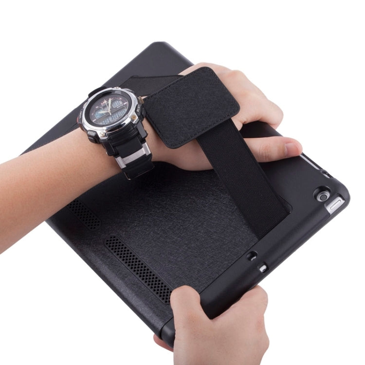 Silk Texture Horizontal Flip Solid Color Leather Case with Multi-functional Three-Folding Holder & Hand Strap for iPad Air / iPad 5