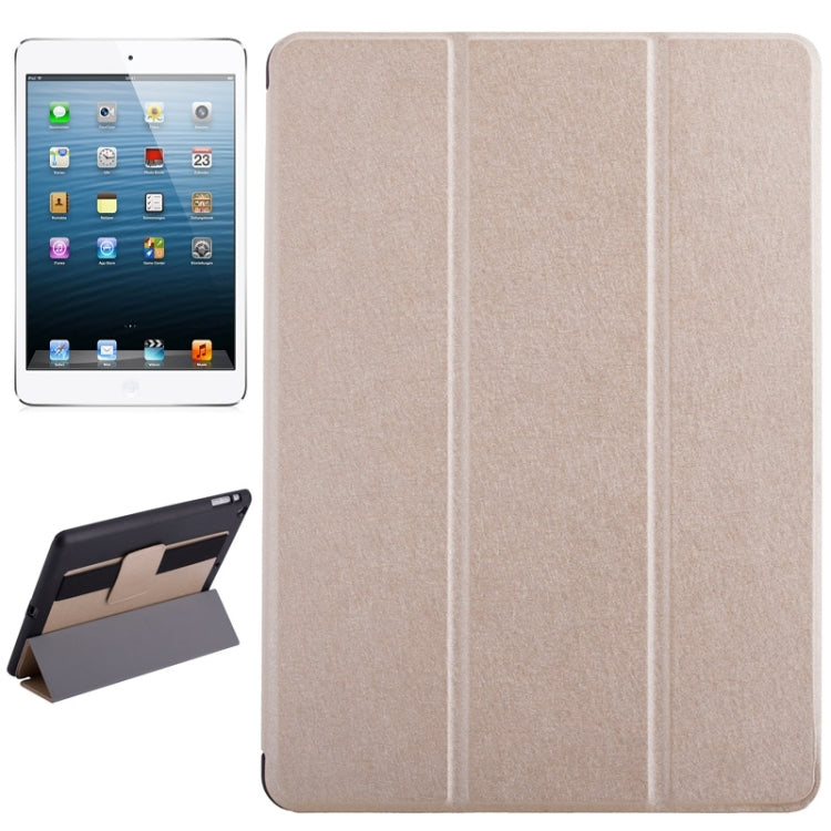 Silk Texture Horizontal Flip Solid Color Leather Case with Multi-functional Three-Folding Holder & Hand Strap for iPad Air / iPad 5