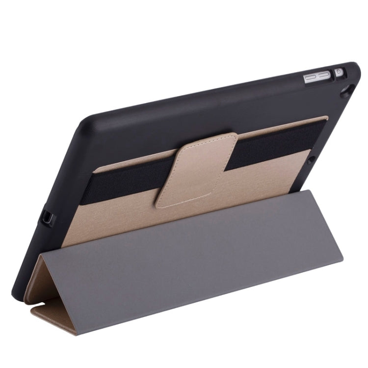 Silk Texture Horizontal Flip Solid Color Leather Case with Multi-functional Three-Folding Holder & Hand Strap for iPad Air / iPad 5