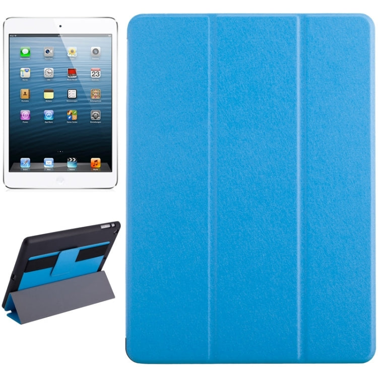 Silk Texture Horizontal Flip Solid Color Leather Case with Multi-functional Three-Folding Holder & Hand Strap for iPad Air / iPad 5