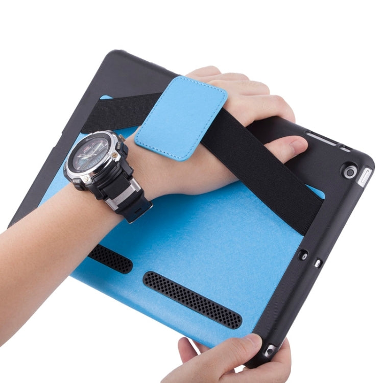 Silk Texture Horizontal Flip Solid Color Leather Case with Multi-functional Three-Folding Holder & Hand Strap for iPad Air / iPad 5