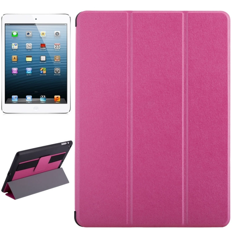 Silk Texture Horizontal Flip Solid Color Leather Case with Multi-functional Three-Folding Holder & Hand Strap for iPad Air / iPad 5