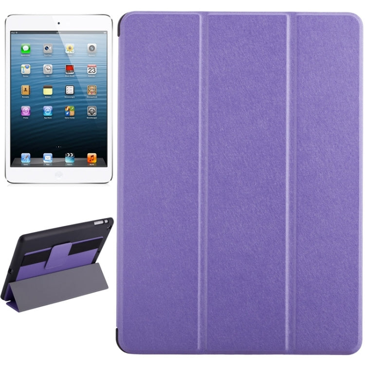 Silk Texture Horizontal Flip Solid Color Leather Case with Multi-functional Three-Folding Holder & Hand Strap for iPad Air / iPad 5