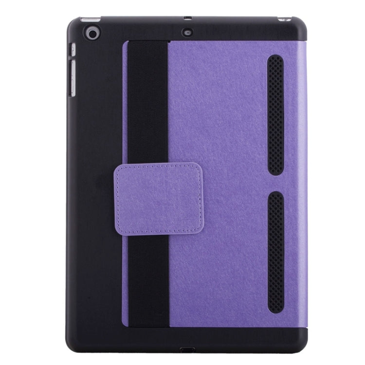 Silk Texture Horizontal Flip Solid Color Leather Case with Multi-functional Three-Folding Holder & Hand Strap for iPad Air / iPad 5