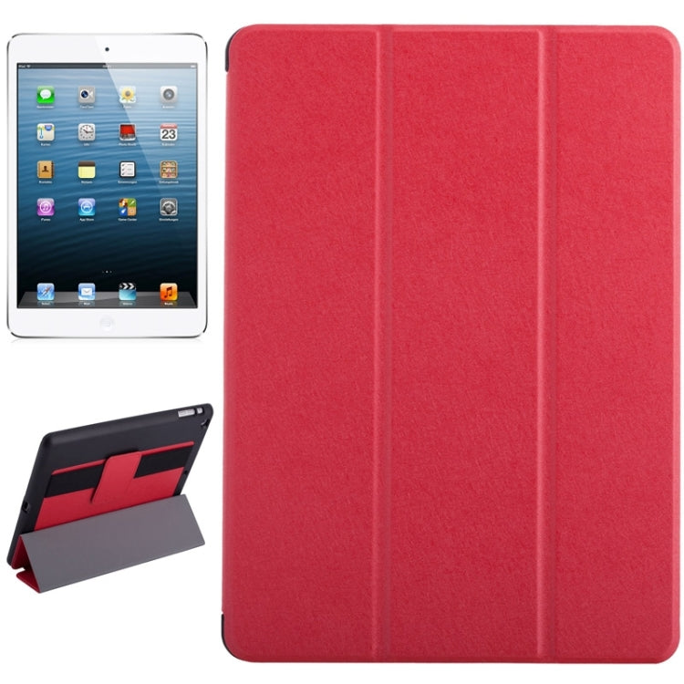 Silk Texture Horizontal Flip Solid Color Leather Case with Multi-functional Three-Folding Holder & Hand Strap for iPad Air / iPad 5