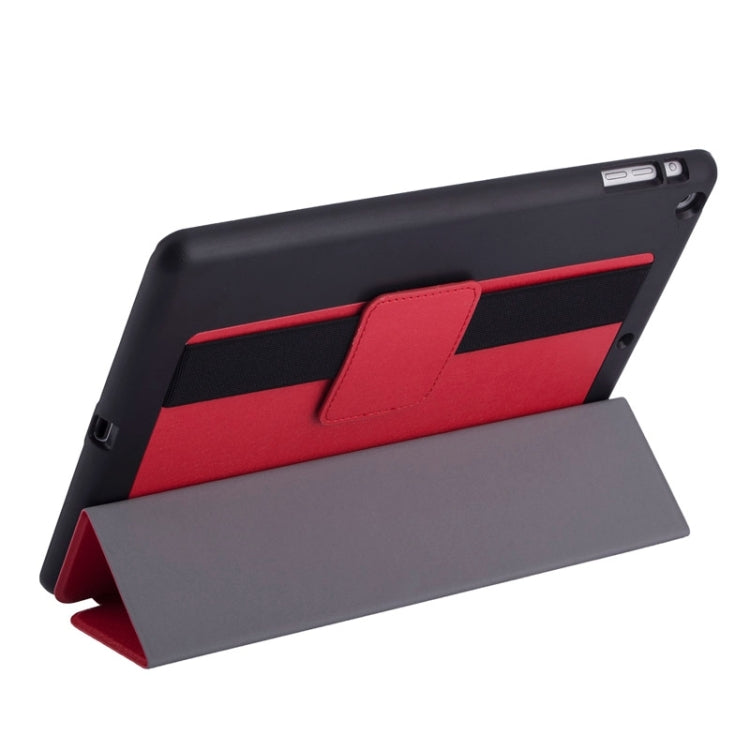 Silk Texture Horizontal Flip Solid Color Leather Case with Multi-functional Three-Folding Holder & Hand Strap for iPad Air / iPad 5