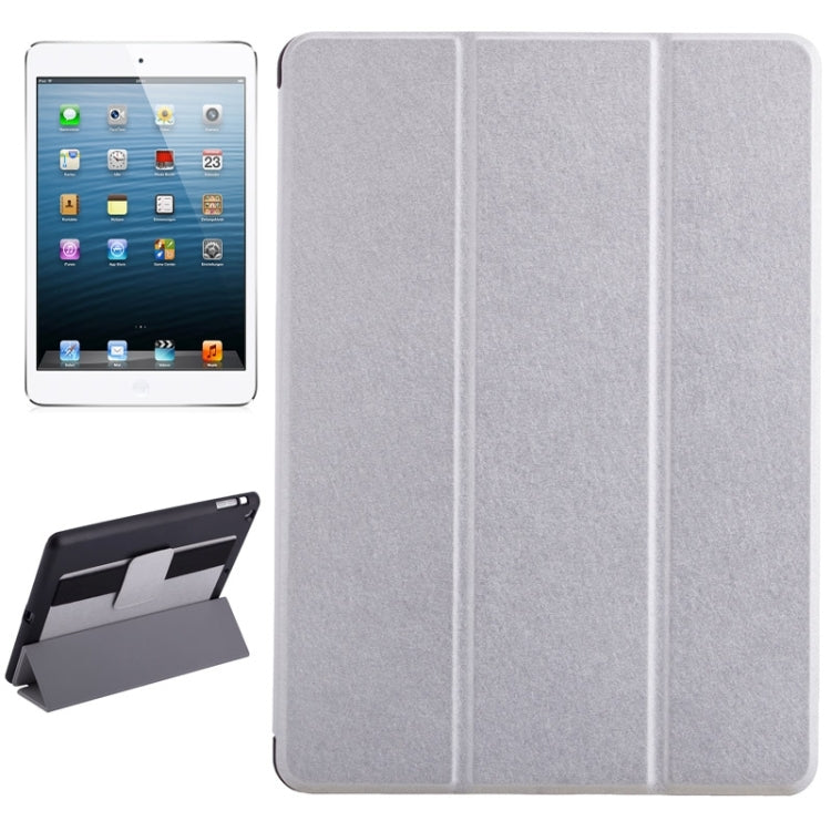 Silk Texture Horizontal Flip Solid Color Leather Case with Multi-functional Three-Folding Holder & Hand Strap for iPad Air / iPad 5