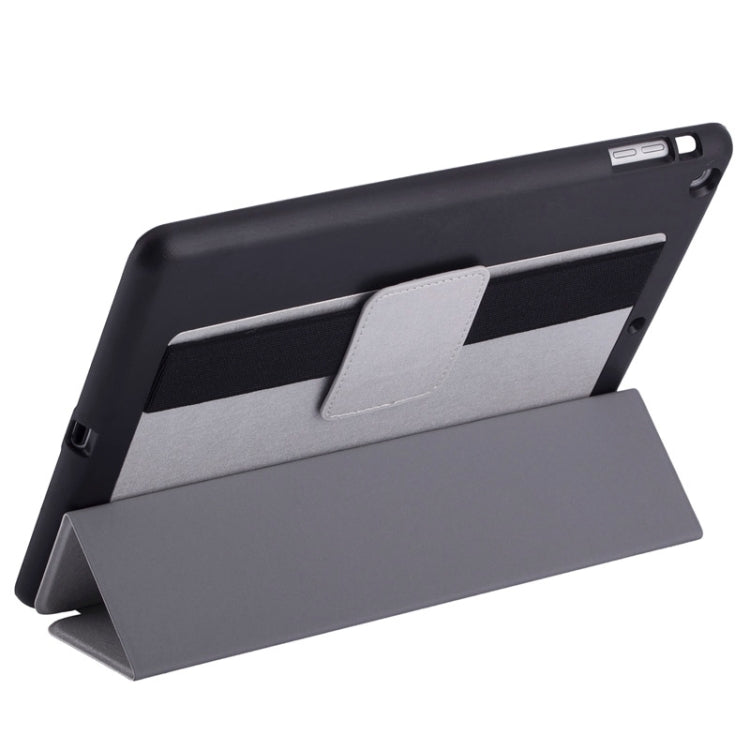 Silk Texture Horizontal Flip Solid Color Leather Case with Multi-functional Three-Folding Holder & Hand Strap for iPad Air / iPad 5