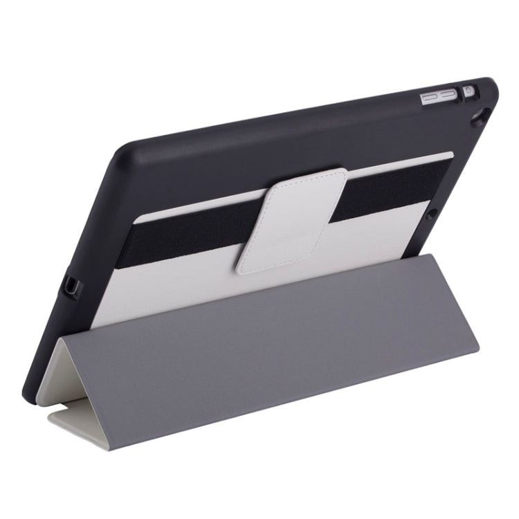 Silk Texture Horizontal Flip Solid Color Leather Case with Multi-functional Three-Folding Holder & Hand Strap for iPad Air / iPad 5