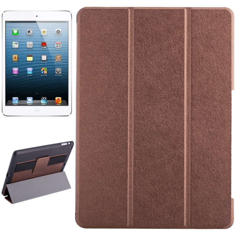 Silk Texture Horizontal Flip Solid Color Leather Case with Multi-functional Three-Folding Holder & Hand Strap for iPad Air / iPad 5