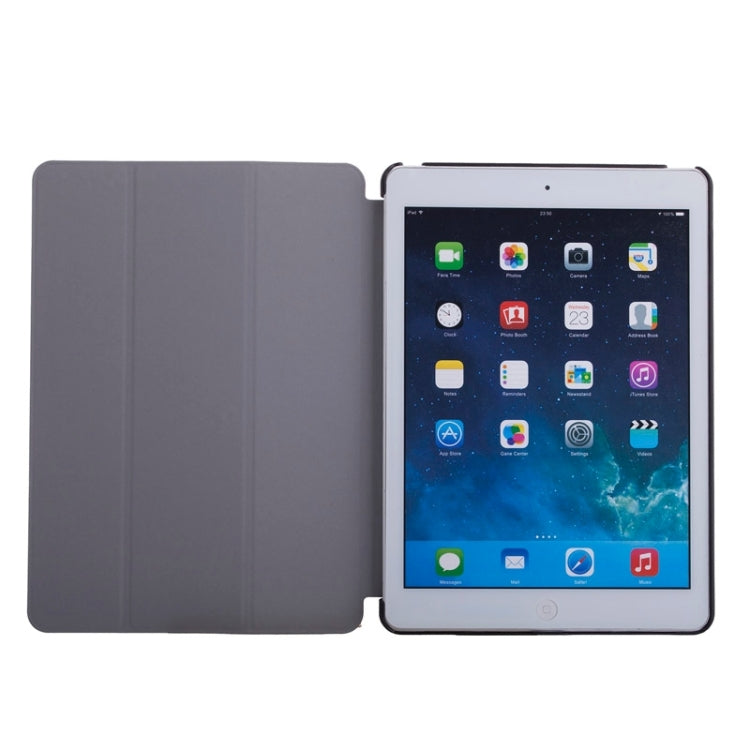 Silk Texture Horizontal Flip Solid Color Leather Case with Multi-functional Three-Folding Holder & Hand Strap for iPad Air / iPad 5