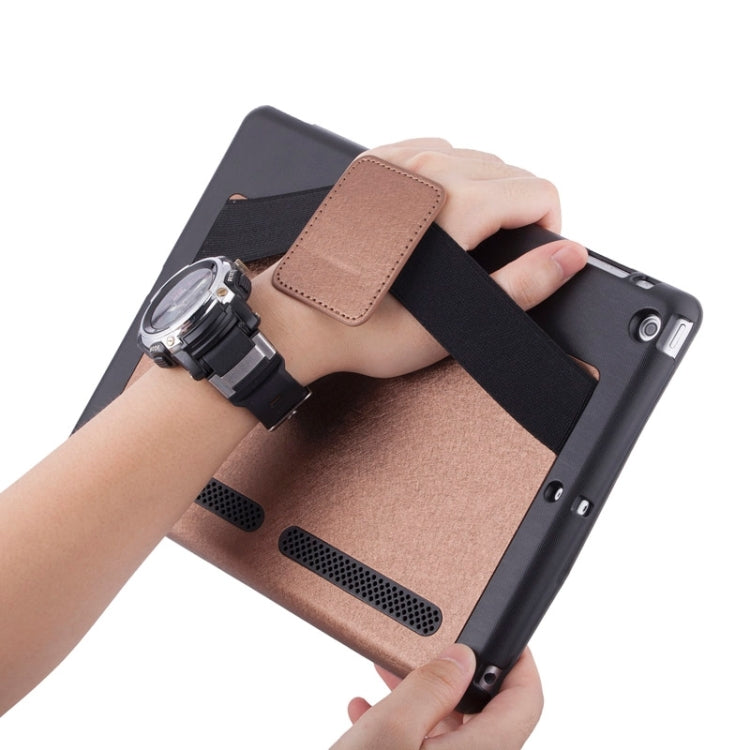 Silk Texture Horizontal Flip Solid Color Leather Case with Multi-functional Three-Folding Holder & Hand Strap for iPad Air / iPad 5