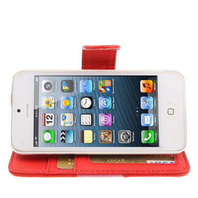 Horizontal  Flip Soft Leather Case with Credit Card Slots & Holder for iPhone 5 & 5s & SE & SE
