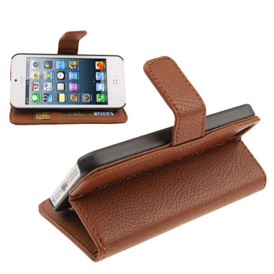 Horizontal Flip Soft Leather Case with Credit Card Slots & Holder for iPhone 5 & 5s & SE & SE