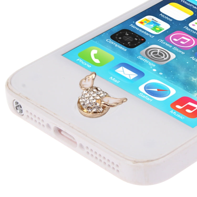 Wing Style Metal & Diamond Home Botton Sticker for iPad / iTouch / iPhone(White)