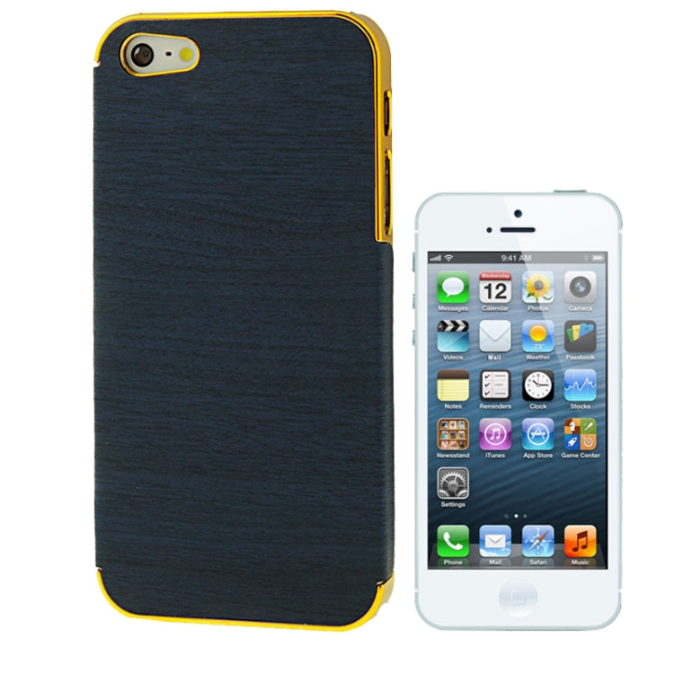 Wood Texture Plastic Case for iPhone 5 (Dark Blue)