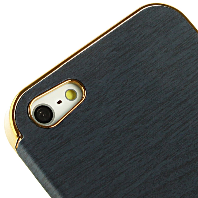 Wood Texture Plastic Case for iPhone 5 (Dark Blue)
