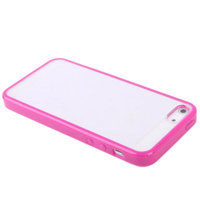 Transparent Plastic Protective Case with TPU Frame for iPhone 5 (Magenta)