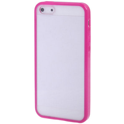 Transparent Plastic Protective Case with TPU Frame for iPhone 5 (Magenta)