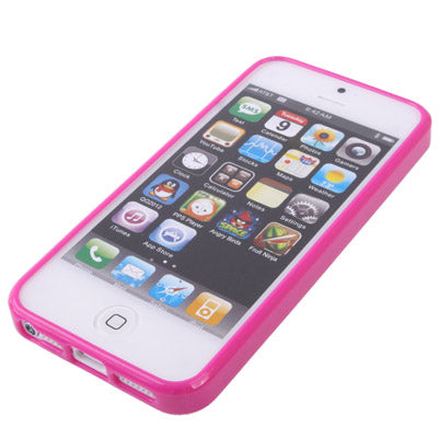 Transparent Plastic Protective Case with TPU Frame for iPhone 5 (Magenta)
