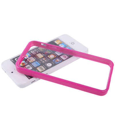 Transparent Plastic Protective Case with TPU Frame for iPhone 5 (Magenta)