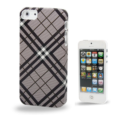 Fashionable Grid Pattern Sticking Leather Plastic Protective Case for iPhone 5 & 5s & SE
