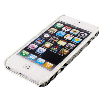 Fashionable Grid Pattern Sticking Leather Plastic Protective Case for iPhone 5 & 5s & SE
