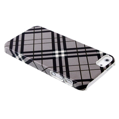 Fashionable Grid Pattern Sticking Leather Plastic Protective Case for iPhone 5 & 5s & SE