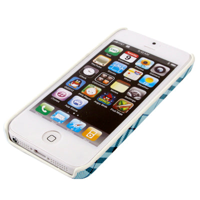 Fashionable Grid Pattern Sticking Leather Plastic Protective Case for iPhone 5 & 5s & SE