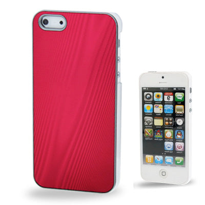 Wood Grain Texture Metal Sheet Paste Plastic Case for iPhone 5 & 5s & SE (Red)