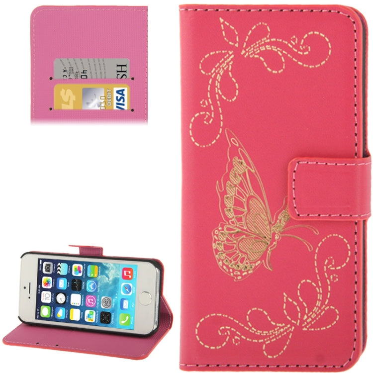 Butterfly Pattern Leather Case with Credit Card Slots & Holder