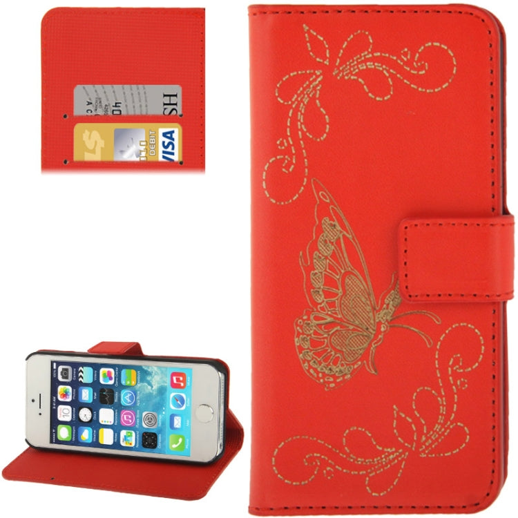 Butterfly Pattern Leather Case with Credit Card Slots & Holder