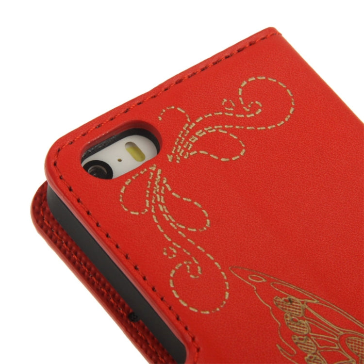 Butterfly Pattern Leather Case with Credit Card Slots & Holder