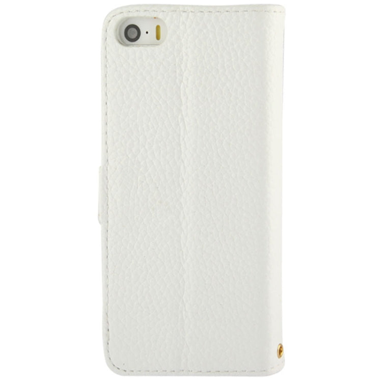 Litchi Texture Horizontal Flip Top-grain Genuine Leather Case with Credit Card Slots & Holder for iPhone 5 & 5s & SE & SE