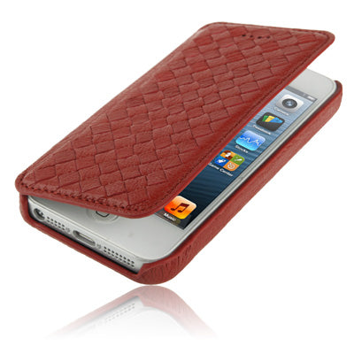 Luxury Leather Series Weave Texture Horizontal Flip Imported Sheepskin Case for iPhone 5 & 5s & SE