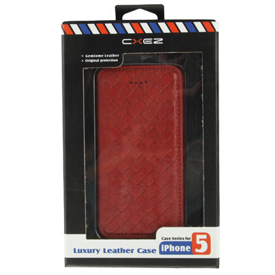 Luxury Leather Series Weave Texture Horizontal Flip Imported Sheepskin Case for iPhone 5 & 5s & SE
