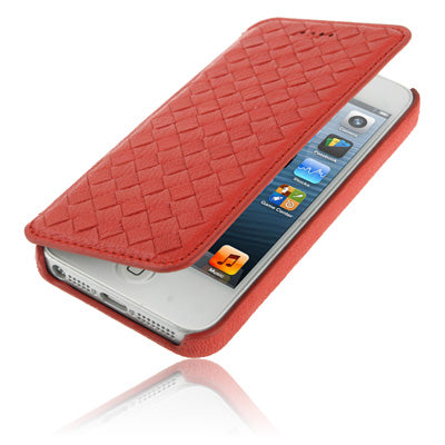 Luxury Leather Series Weave Texture Horizontal Flip Imported Sheepskin Case for iPhone 5 & 5s & SE