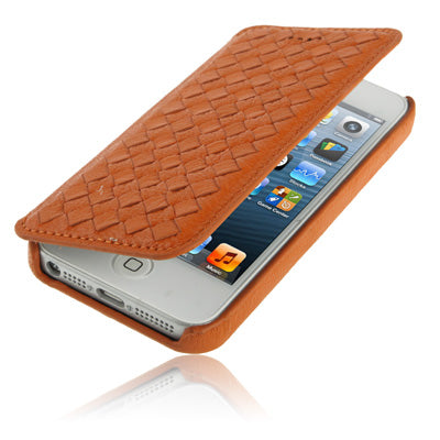 Luxury Leather Series Weave Texture Horizontal Flip Imported Sheepskin Case for iPhone 5 & 5s & SE