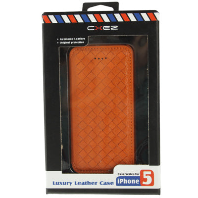 Luxury Leather Series Weave Texture Horizontal Flip Imported Sheepskin Case for iPhone 5 & 5s & SE