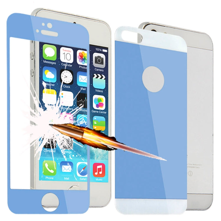 Electroplate Color Toughened Protective Explosion-proof Tempered Front + Back Glass Film for iPhone 5 & 5S