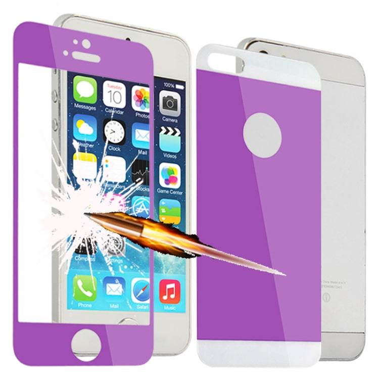 Electroplate Color Toughened Protective Explosion-proof Tempered Front + Back Glass Film for iPhone 5 & 5S
