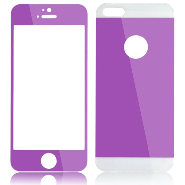 Electroplate Color Toughened Protective Explosion-proof Tempered Front + Back Glass Film for iPhone 5 & 5S