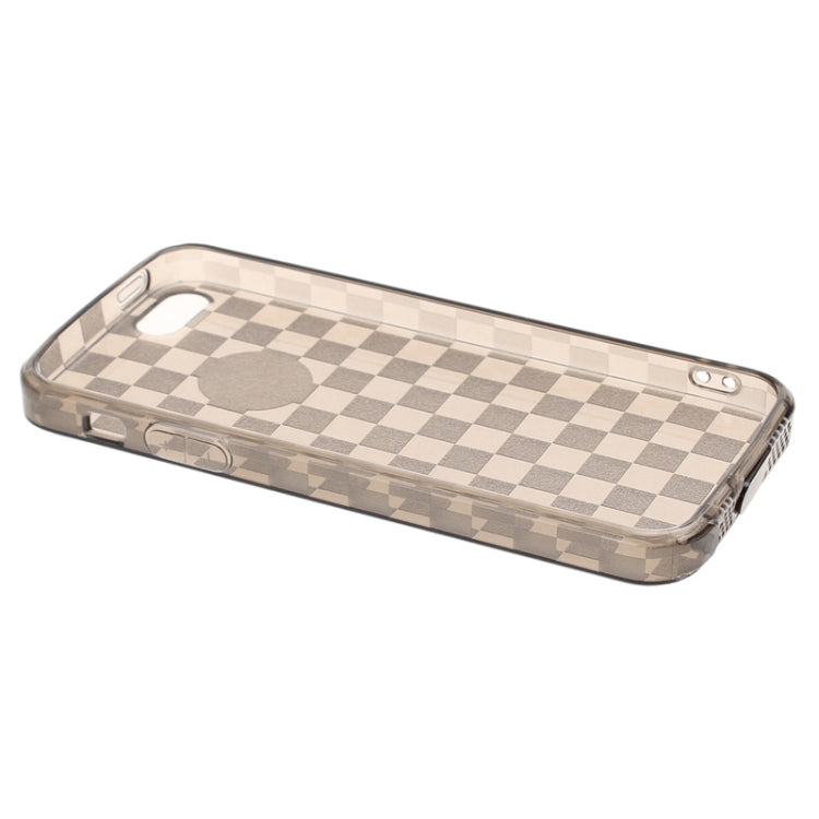 Grid Pattern Translucent TPU Protective Case with Anti-dust Plug for iPhone 5 & 5s & SE (Grey)