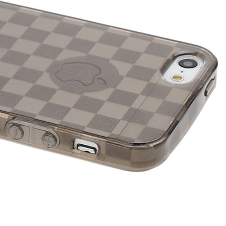 Grid Pattern Translucent TPU Protective Case with Anti-dust Plug for iPhone 5 & 5s & SE (Grey)